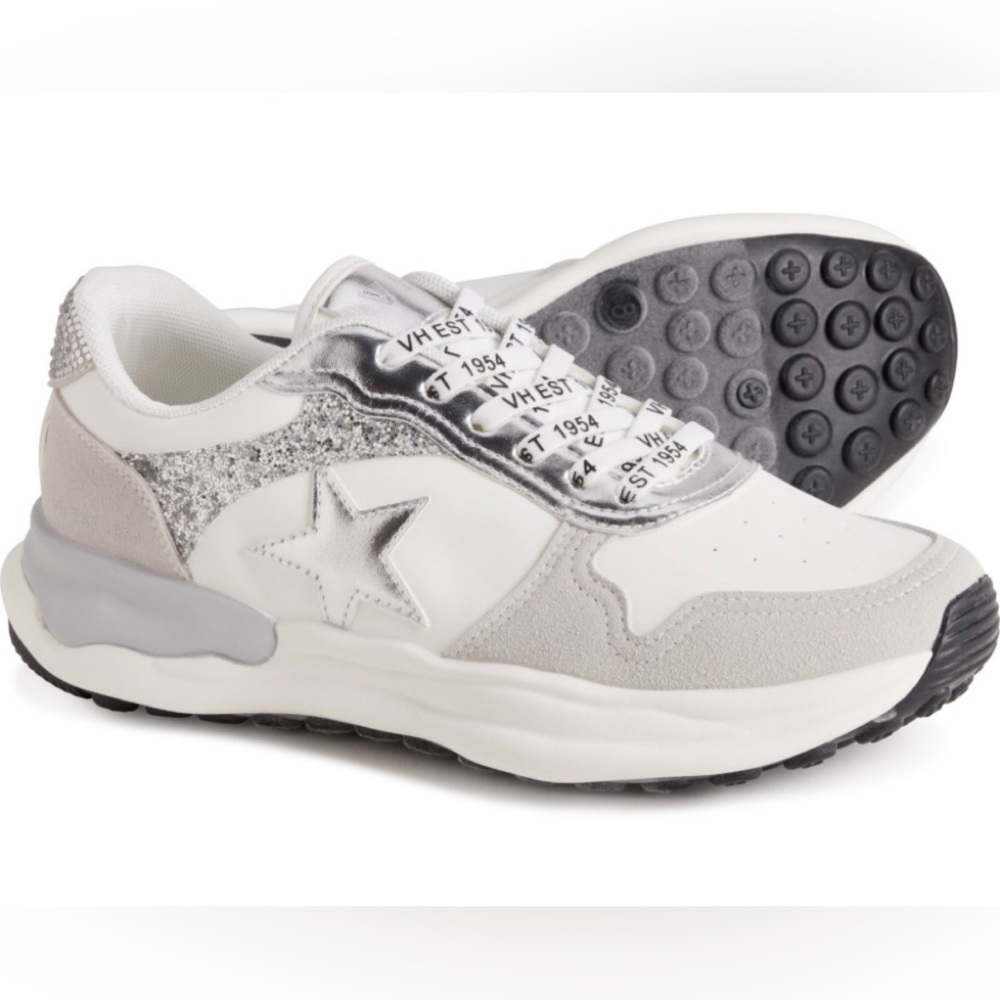Vintage Havana Run Sneaker White, Gray and Silver; Glitter w/ Star Sneaker Sz 9
